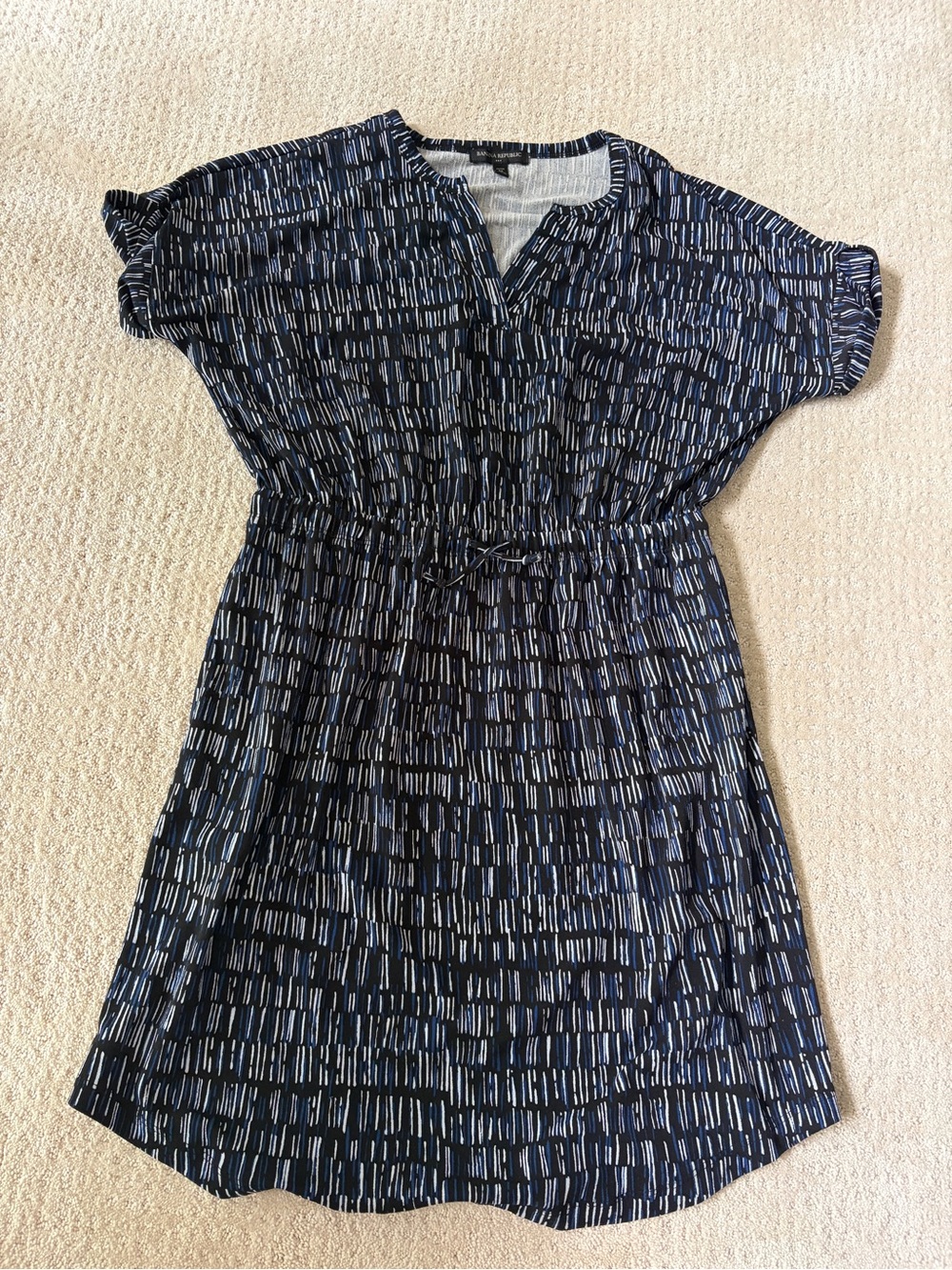 Banana Republic Outlet Black, Blue & White Patterned Dress